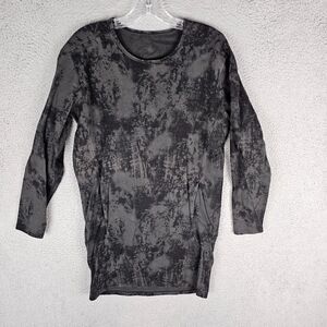 Lululemon Long-Sleeve Tie-Dye Black-Gray Long-Sleeve T-Shirt Dress Medium